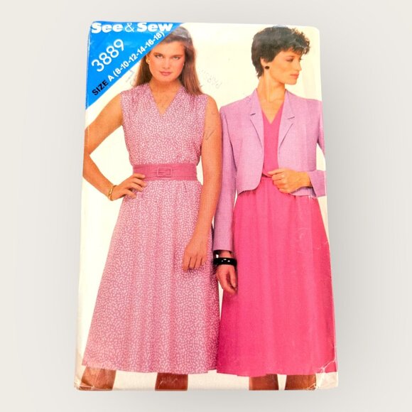 Vintage Butterick Sewing Pattern 3889 Misses Dress Jacket Size 8-18 - Picture 1 of 2